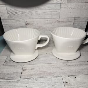 Pour Over Ceramic - Coffee Dripper with 3 Holes Flat Bottom, Porcelain